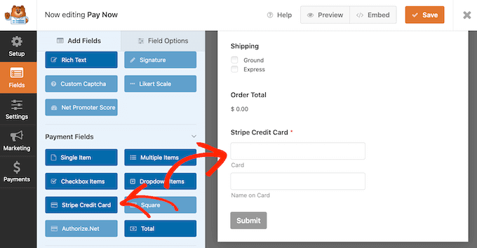 Stripe 信用卡字段