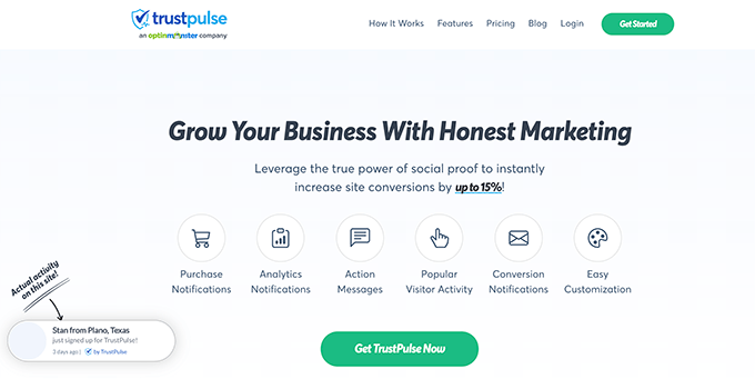 通过 TrustPulse 进行社会证明