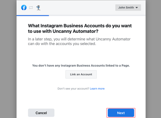 您可以将 Uncanny Automator 连接到 Instragram 商业帐户