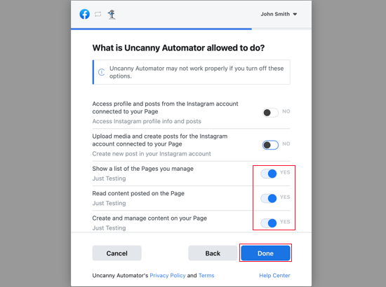 授予 Uncanny Automator 权限