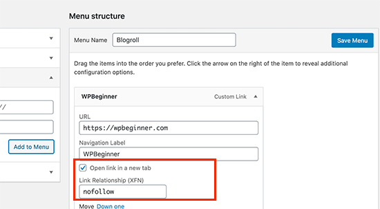 在新窗口中打开 blogroll 链接并将其设为 nofollow