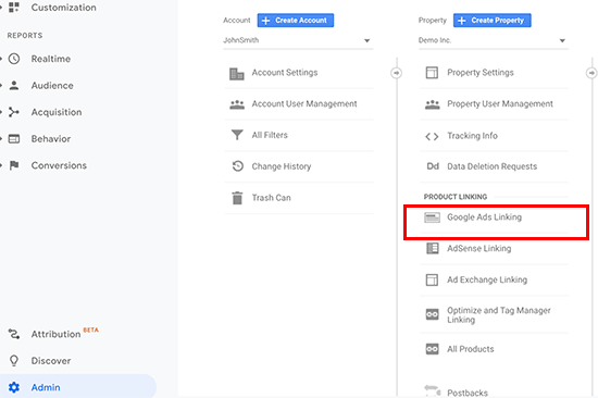 链接到您的 Google Ads 帐户