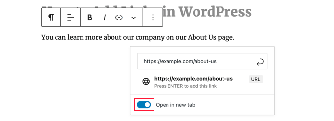 使用 WordPress 块编辑器将链接设置为在新选项卡中打开