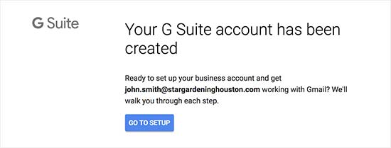 G Suite 帐号已创建