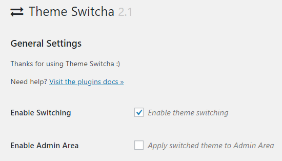 主题 Switcha 插件设置页面