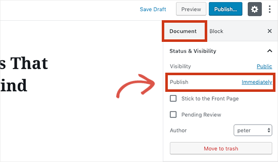 WordPress post scheduling option