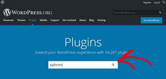 在 WordPress.org 中搜索 WPForms 插件