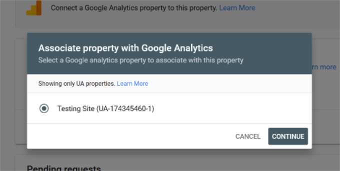 选择关联的 Analytics 媒体资源