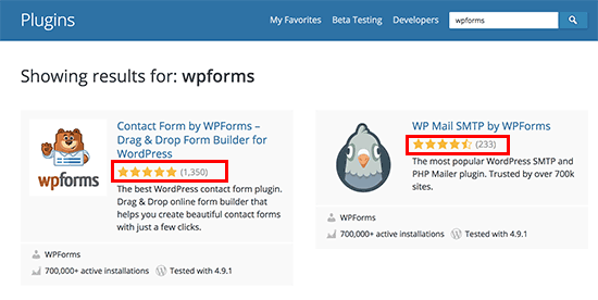 在 WordPress 插件搜索中显示的评论星