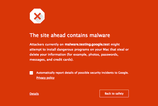 Google Chrome 中的恶意软件警告