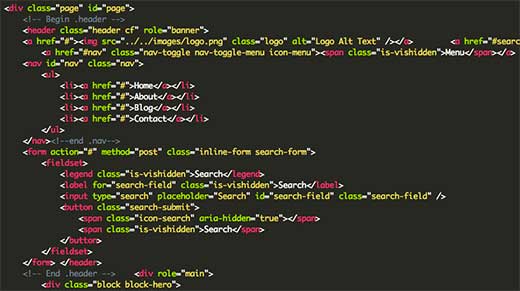静态 HTML 网站背后的 HTML 代码