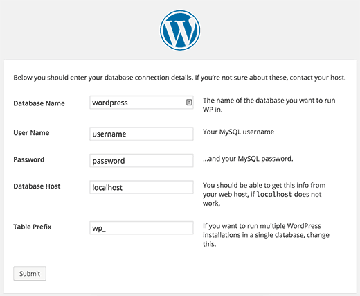 WordPress 在安装过程中创建 wp-config.php 文件