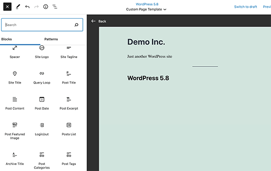 WordPress 5.8 中引入了几个站点范围的编辑器块