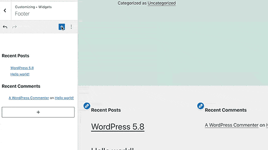 在 WordPress 5.8 中添加块作为小部件