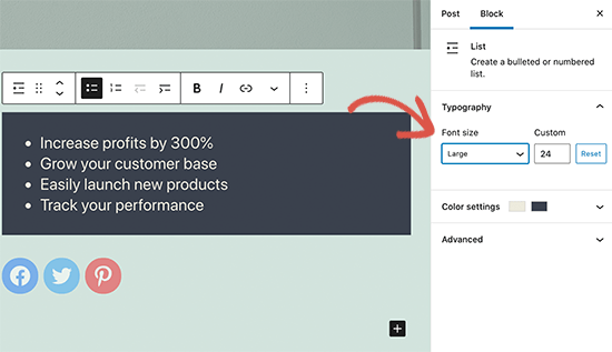 WordPress 5.7 中更多地方的字体大小