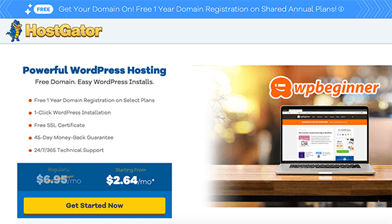 WPBeginner 读者的 HostGator 特别优惠