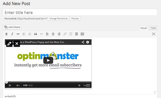 WordPress 4.0 中的视觉嵌入