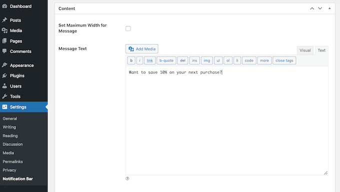 WPFront 的 WordPress 横幅设置