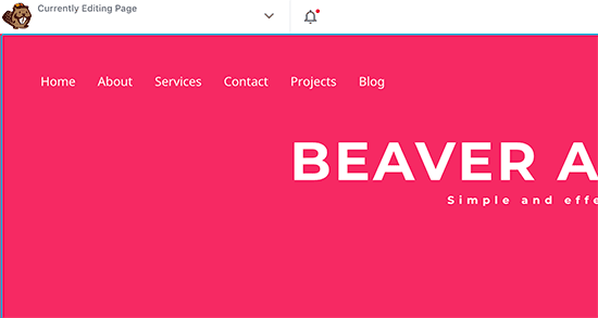 使用 Beaver Builder 添加的自定义导航菜单的预览