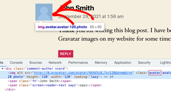 查找 Gravatar 图像的 CSS 类