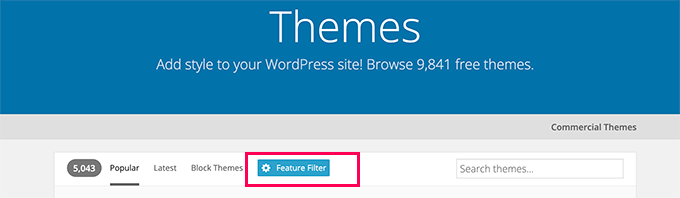 WordPress.org 主题目录中的功能过滤器