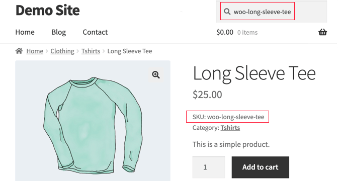 WooCommerce 中产品 SKU 搜索的预览