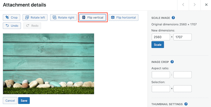 垂直翻转 WordPress 图像