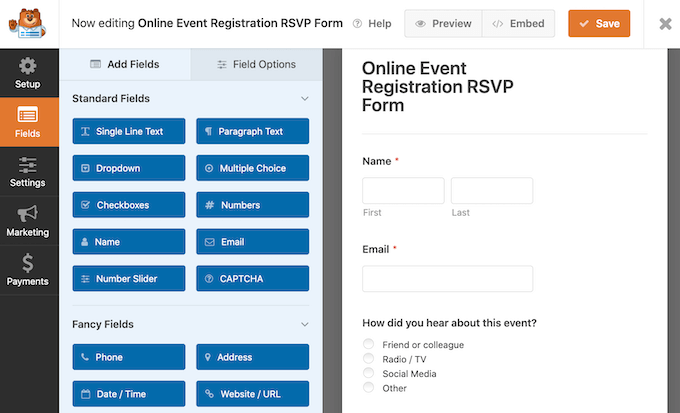 WPForms 的在线回复模板。