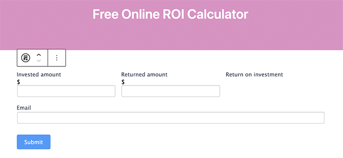 编辑器中的 ROI 计算器预览