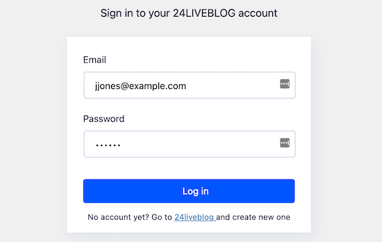 在 WordPress 中登录 24liveblog 帐户
