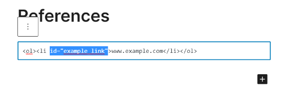在脚注链接中输入 HTML ID 代码