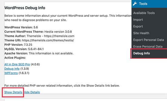 Debug info details