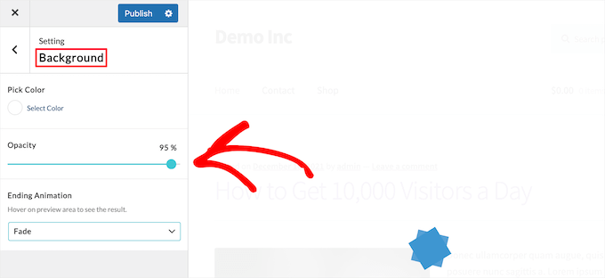 设置 LoftLoader 背景和不透明度设置