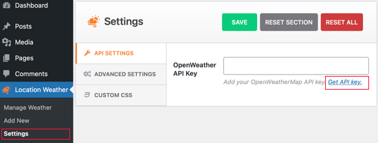 链接到 OpenWeather API