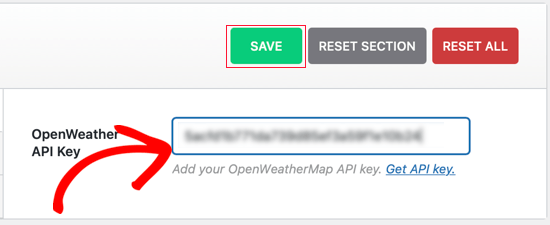 粘贴 OpenWeather API 密钥