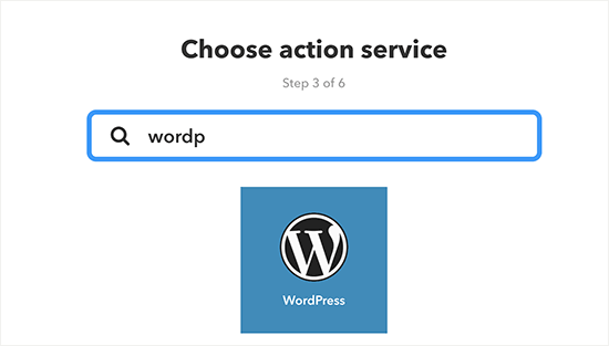 选择 WordPress 作为操作服务