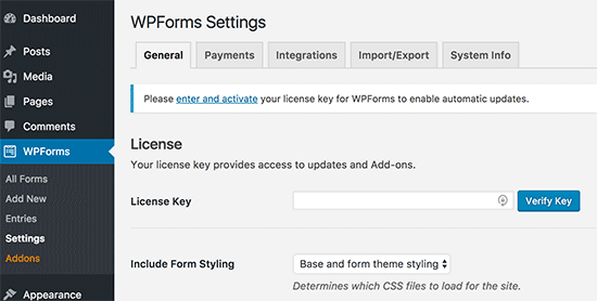 WPForms 许可证密钥