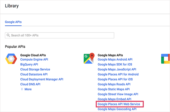 选择 Google 地方信息 API