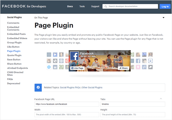 Facebook for Developers 页面插件工具
