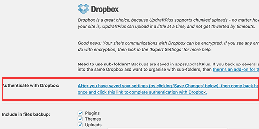 将 Dropbox 设置为备份的远程存储服务