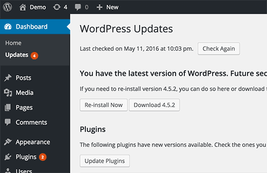WordPress 更新