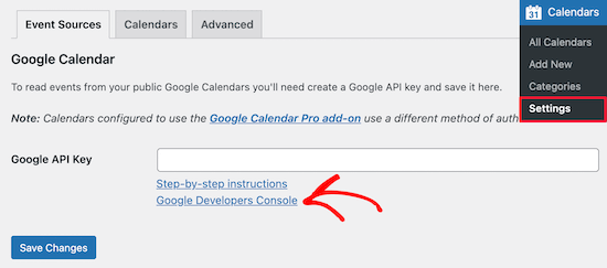 点击 Google Developer Console 链接