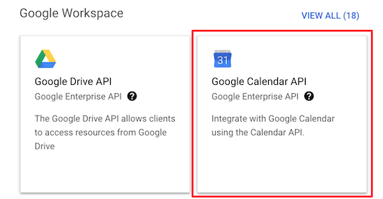 选择 Google 日历 API