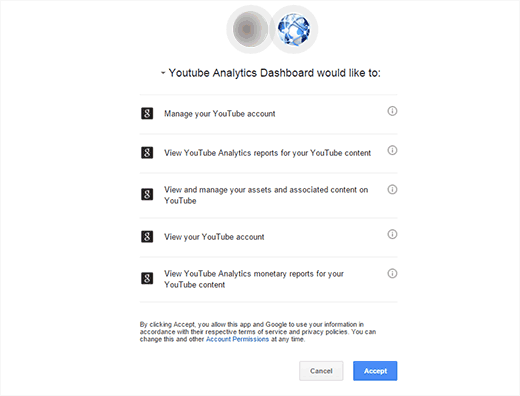 授予 YouTube Analytics 访问您的帐户数据的权限