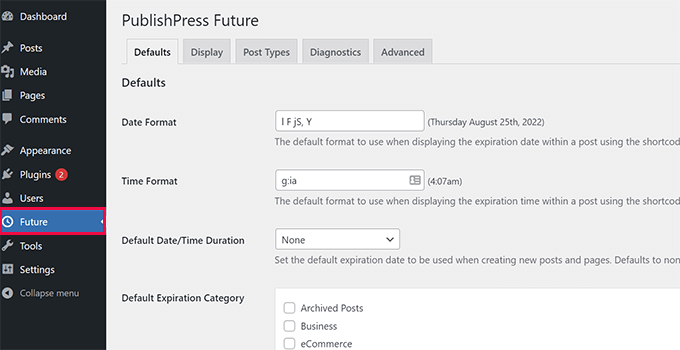 PublishPress 未来设置