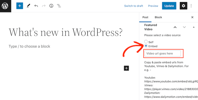 在 WordPress 帖子编辑器中添加精选视频缩略图
