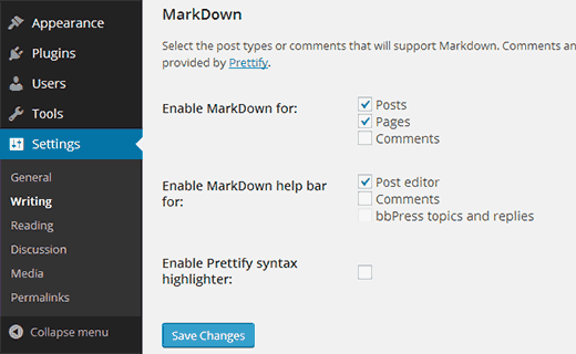 为 WordPress 帖子、页面和评论启用 Markdown