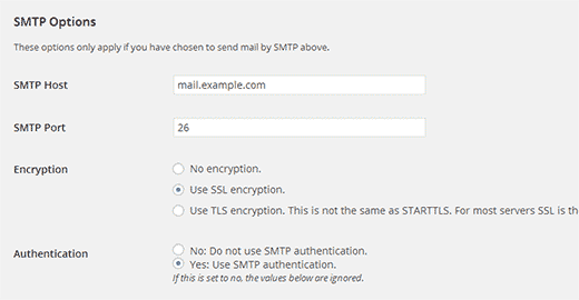 WP 邮件 SMTP 设置