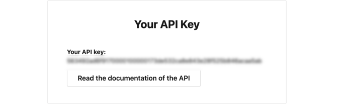 复制 API 密钥并将其粘贴到 WordPress 网站上的字段中
